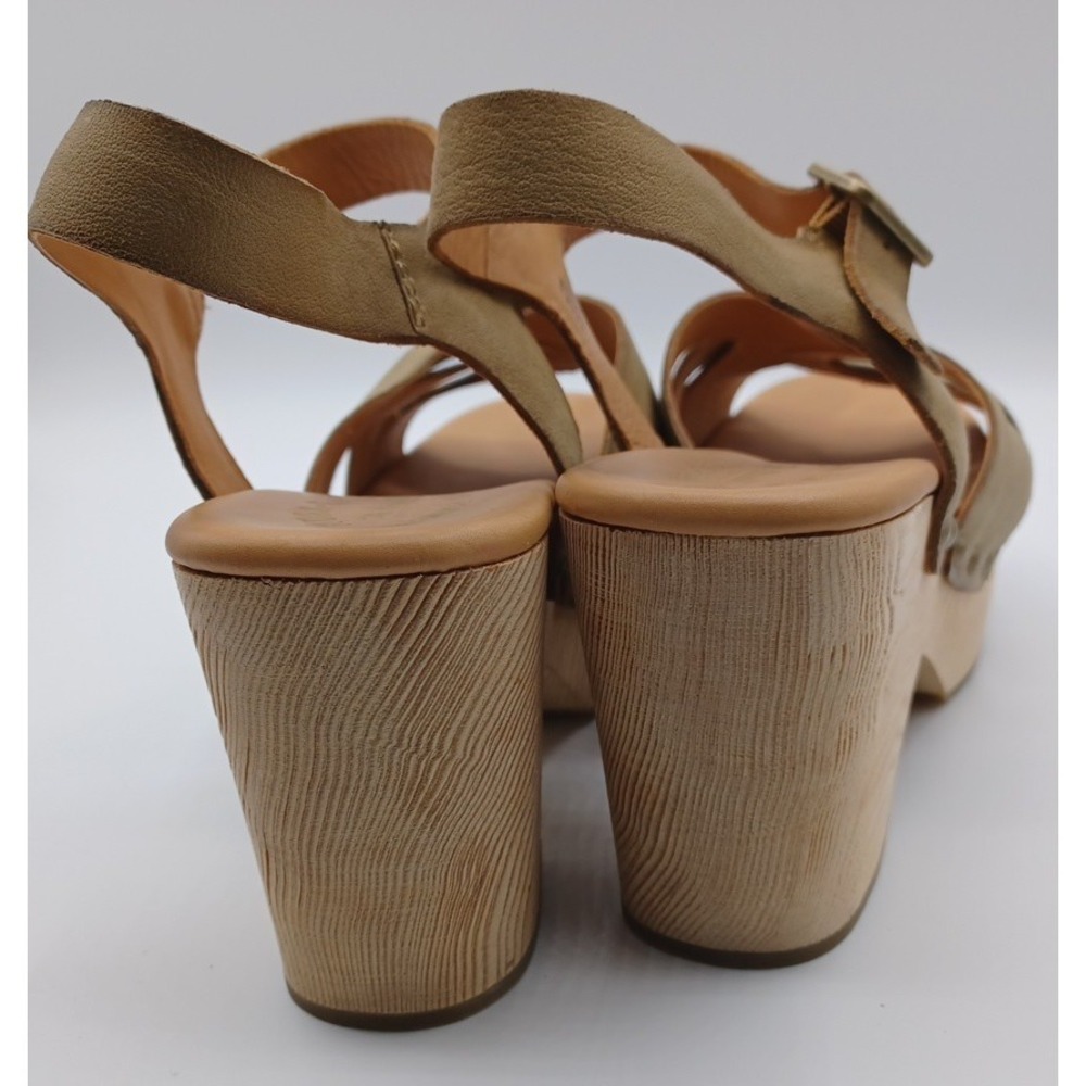 Kork-Ease Platform Sandals Womens 11 Tan Excellent Leather Wedge Strappy Wood - Picture 5 of 11